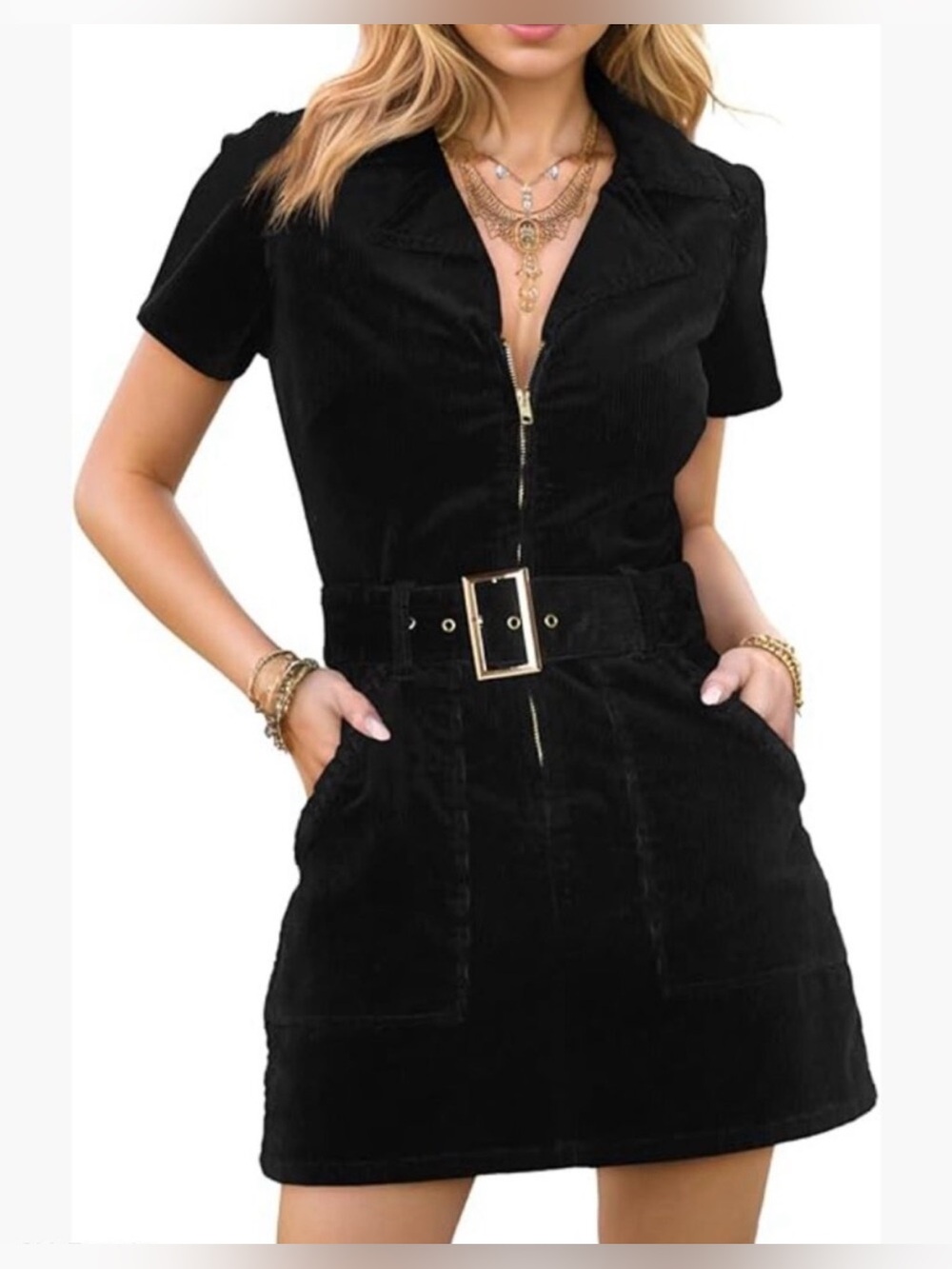 Nwt Show Me Your Mumu Black Corduroy Belted Dress